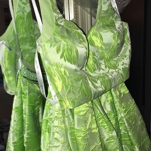 Green Sherri Hill 2 piece prom dress